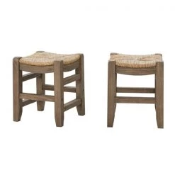 Alaterre Furniture Newport Set of Two 18"H Wood Stools with Rush Seats