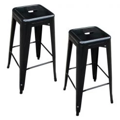 Amerihome Loft Black Metal Bar Stool, PK2