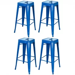 Amerihome Loft Blue 30 in. Metal Bar Stool, PK4