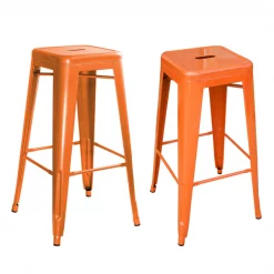 Amerihome Loft Orange Metal Bar Stool, PK2