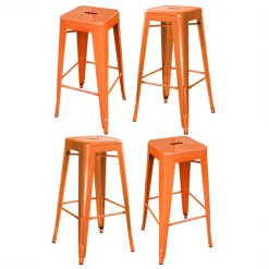 Amerihome Loft Orange Metal Bar Stool, PK4