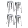 Amerihome Loft Silver Metal Bar Stool, PK4