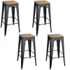Amerihome Loft Rustic Gunmetal 30" Metal Bar Stool With Wood Seat, PK4 -Kitchen & Dining Furniture Sales Store Buffalo20Corp bs030swtset