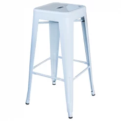 Amerihome Loft White 30" Metal Bar Stool