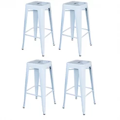 Amerihome Loft White 30" Metal Bar Stool, PK4