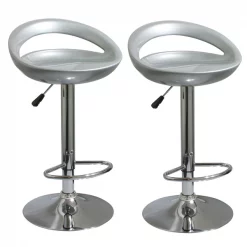 Amerihome Modern Sleek Silver Bar Stool, PK2