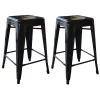 Amerihome Loft Black 24" Metal Bar Stool, PK2