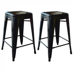 Amerihome Loft Black 24" Metal Bar Stool, PK2