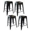 Amerihome Loft Black 24" Metal Bar Stool, PK4