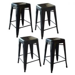 Amerihome Loft Black 24" Metal Bar Stool, PK4