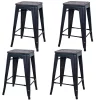 Amerihome Black 24" Metal Bar Stool With Wood Seat, PK4