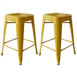 Amerihome Loft Gold 24" Metal Bar Stool, PK2