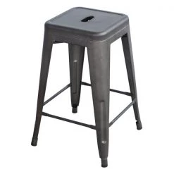 Amerihome Rustic Gunmetal 24" Metal Bar Stool