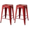 Amerihome Loft Red 24" Metal Bar Stool, PK2 -Kitchen & Dining Furniture Sales Store Buffalo20Corp bs24red