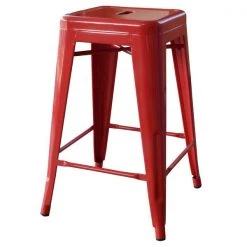 Amerihome Loft Red 24" Metal Bar Stool