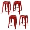 Amerihome Loft Red 24" Metal Bar Stool, PK4
