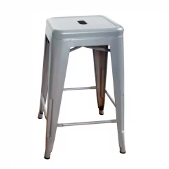Amerihome Loft Silver 24" Metal Bar Stool