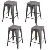 Amerihome Rustic Gunmetal 24" Metal Bar Stool With Wood Seat, PK4 -Kitchen & Dining Furniture Sales Store Buffalo20Corp bs24swtset