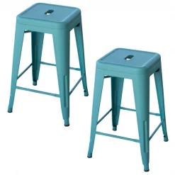 Amerihome Loft Teal 24" Metal Bar Stool, PK2