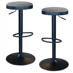 Amerihome Classic Charcoal Gray Fabric Bar Stool Set, PK2