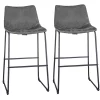 Amerihome Classic Faux Leather Bar Chair Set, Gray, PK2