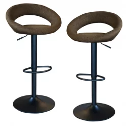 Amerihome Classic Relaxed Latte Brown Fabric Bar Stool Set, PK2