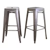 Amerihome Loft Gun Metal 30" Silver Metal Bar Stool, PK2 -Kitchen & Dining Furniture Sales Store Buffalo20Corp bsmetal2pk