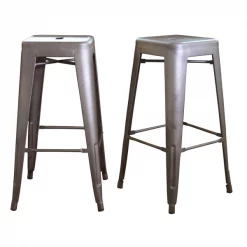 Amerihome Loft Gun Metal 30" Silver Metal Bar Stool, PK2