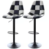 Amerihome White Checkered Racing Bar Chairs, PK2