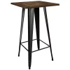 Amerihome Loft Black Metal Pub Table with Wood Top