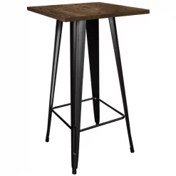 Amerihome Loft Black Metal Pub Table with Wood Top