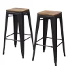 Amerihome Rosewood 30" Bar Stool Set with Rosewood Top and Metal Legs, PK2 -Kitchen & Dining Furniture Sales Store Buffalo20Corp sw30b2pk