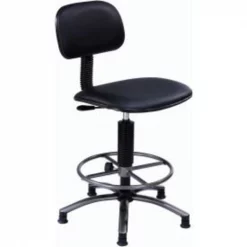 Global Equipment Interion Office Stool - Vinyl - 25"- 29" - Black