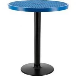 Global Equipment 36" Round Outdoor Bar Height Table, 42"H, Blue