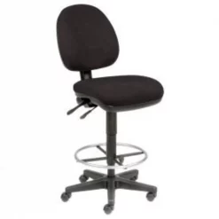 Global Equipment Interion Office Stool - Fabric - 360 #176 Footrest - Black