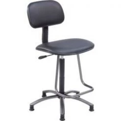 Global Equipment Interion Office Stool with Teardrop Footrest - Vinyl - Black
