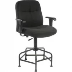 Global Equipment Interion Big and Tall Stool With Arms - Fabric - Black