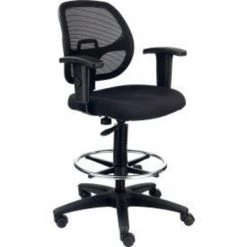 Global Equipment Interion Drafting Stool- Fabric - Black