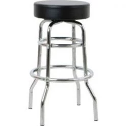 Global Equipment Interion Heavy Duty Swivel Barstool 29"H - Bonded Leather - Black