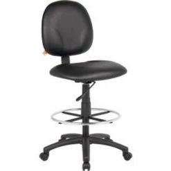 Global Equipment Interion Drafting Stool with Footring - Vinyl - Black