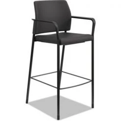 Hon Company Accommodate Series Cafe Stool, 300 Lbs. Capacity, Black Seat/Black Back, Black Base