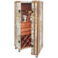 Design Toscano Italian-Style World Map Cocktail Bar Steamer Trunk -Kitchen & Dining Furniture Sales Store Design20Toscano WL4001xx2