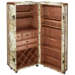 Design Toscano Italian-Style World Map Cocktail Bar Steamer Trunk -Kitchen & Dining Furniture Sales Store Design20Toscano WL4001xx3