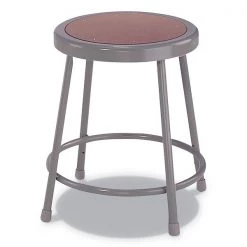 Alera Industrial Metal Shop Stool, 18" Seat Height, To 300 lbs., Brown/Gray