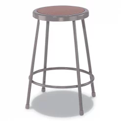 Alera Industrial Metal Shop Stool, 24" Seat Height, To 300 lbs., Brown/Gray