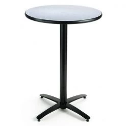 KFI 30" Round Bar Height Breakroom Table, Grey Nebula Finish, Arched X-Base, 42 W, 30 L, 42 H