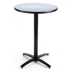 Round KFI 36in Grey Nebula Breakroom Table with Arched X Base, 42 W, 36 L, 42 H, Laminate Top, Grey