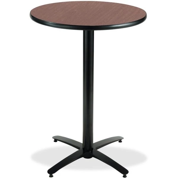 Round KFI 36in Dark Mahogany Breakroom Table with Arched X Base, 42 W, 36 L, 42 H, HPL Top 3 Round KFI 36in Dark Mahogany Breakroom Table with Arched X Base, 42 W, 36 L, 42 H, HPL Top