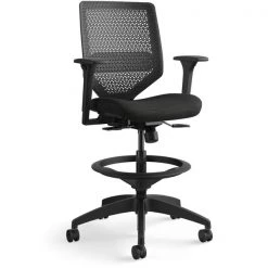 Hon Stool, Reac, Bck, w/Arms, Black