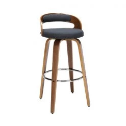 Ofm Swivel Bar Stool, Wood and Navy Fabric